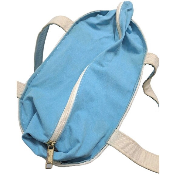 Vintage LL BEAN Boat Tote Aqua Teal Canvas Heavy Duty Bag 14x11x7 C Logo Zipper - Picture 7 of 10